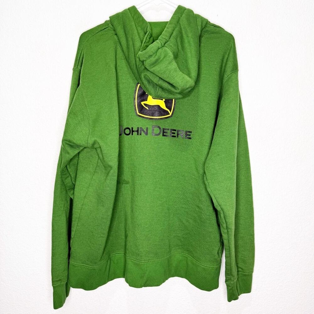 John Deere Oversized Logo Full Zip Unisex Hoodie Large Green